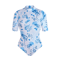 Maillot de bain une pièce Anti-UV femme Medusa and Shells Blanc vue de face
