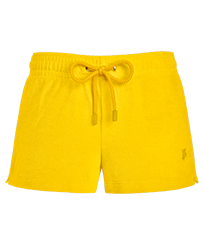 Pantalón corto en tejido de rizo liso para mujer - Vilebrequin x JCC+ - Edición limitada Citron vista frontal
