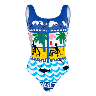 Maillot de bain une piece femme La Mer - Vilebrequin x JCC+ - Edition limitée Blanc vue de face