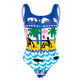 Maillot de bain une piece femme La Mer - Vilebrequin x JCC+ - Edition limitée Blanc vue de face