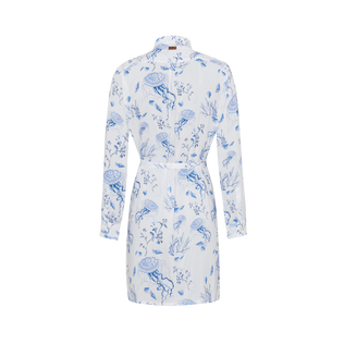 Women Viscose Shirt Dress Medusa and Shells White 后视图