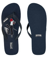 Chanclas Cocorico ! para hombre Azul marino vista frontal desgastada