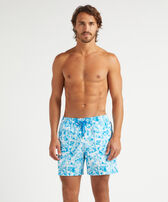 Men Ultra-Light and Packable Swim Shorts Iced Turtles White front worn view