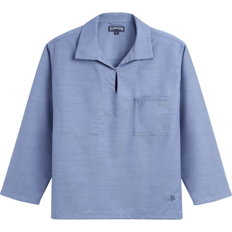 Men Wool Vareuse Solid - Camisa - Comores - Azul