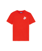 Camiseta de algodón orgánico con tortuga bordada para hombre Amapola vista frontal