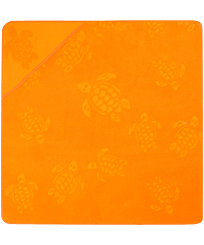 Baby Beach Towel Turtle Jacquard Solid Carrot front worn view