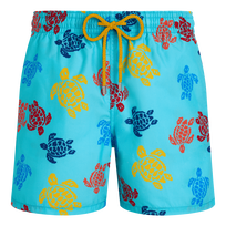 Maillot de bain homme Ronde des Tortues Tricot - Vilebrequin x Falke Bleu lazuli vue de face