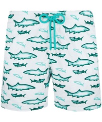 Men Embroidered Embroidered - Men Embroidered Swim Trunks Requins 3D - Limited Edition, Glacier front view