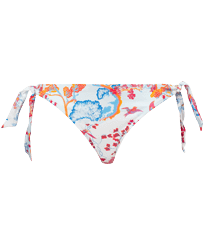 Braguita de bikini con tiras laterales para atar y estampado Peaceful Trees para mujer Blanco vista frontal