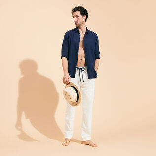 Pantalones de chándal de pana de líneas grandes de color liso para hombre Off white detalles vista 1