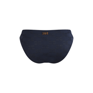 Women Midi Brief Bikini Bottom Turtle Monogram Jacquard Navy back view