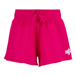 Kids Short Textured Solid Fuchsia front view