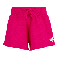Strukturierte Solid Shorts für Kinder Fucsia rot Vorderansicht
