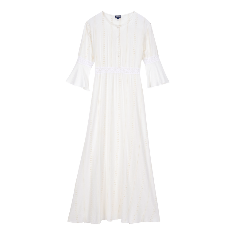 Women Dress Broderie Anglaise - Lys - Beige - Size L - Vilebrequin