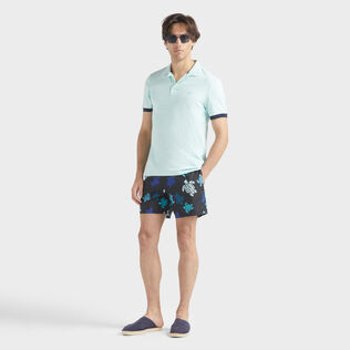 Men Cotton Pique Polo Shirt Solid Pacific 细节视图1