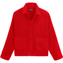 Women Terry Jacket - Vilebrequin x Ines de la Fressange Poppy red front view