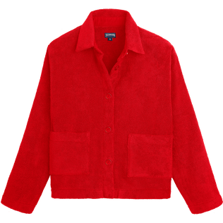 Women Terry Jacket - Vilebrequin x Ines de la Fressange Poppy red front view
