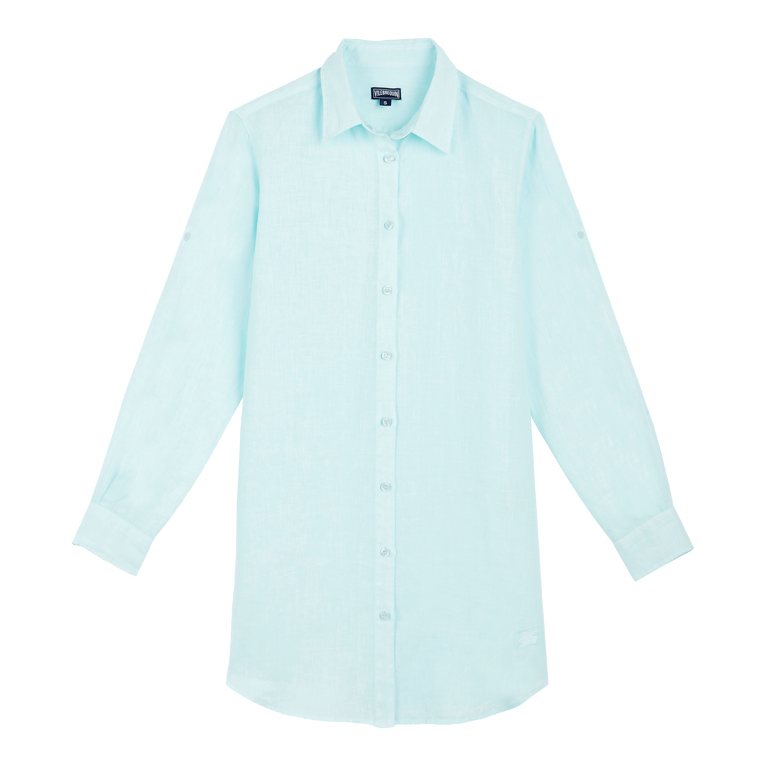 Solid Hemdkleid Aus Leinen Für Damen - Fragance - Blau