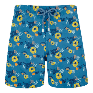 Men Swim Shorts Embroidered Flowers and Shells - Limited Edition Multicolor front view