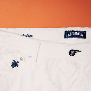 Pantalón recto de terciopelo con cinco bolsillos para hombre Off white detalles vista 3