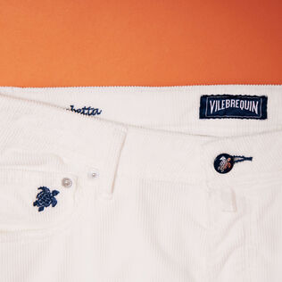 Men 5-pocket Velvet Pants Regular fit Off white details view 3