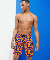 Men Long classic Printed - Men Long Swim Shorts Stars Gift, Navy front worn view