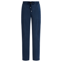 Pantaloni uomo in Tencel e cotone tinta unita Blu marine vista frontale