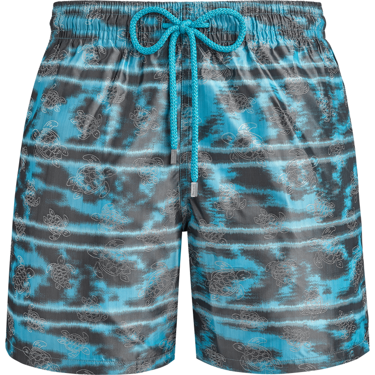 Vilebrequin Men Silk Swim Shorts Zebra Stripes - Swimming Trunk - Moopea - Blue - Size M