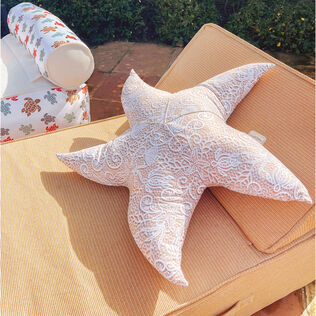 Beige Starfish Cushion Broderies Anglaises - VBQ x MX HOME White details view 3
