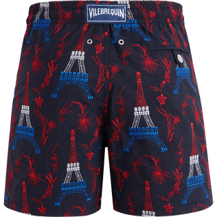 Men Swim Trunks Embroidered Poulpe Eiffel - Limited Edition Navy back view