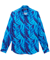 Men Linen Shirt Les Draps Froissés Neptune blue front view