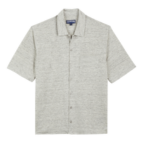 Camisa de bolos unisex en lino de color liso Lihght gray heather vista frontal
