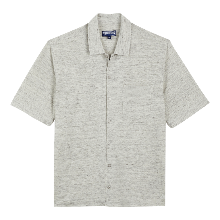 Unisex Linen Bowling Shirt Solid - Charli - Grey - Size L - Vilebrequin