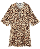 Kurzes Turtles Leopard Kleid für Damen Straw Vorderansicht
