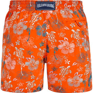 Men Swim Trunks Embroidered Tropical Turtles - Limited Edition Apricot back view