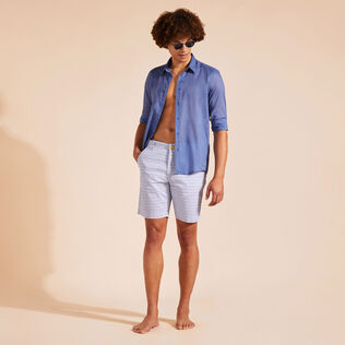 Men Cotton Bermuda Shorts Micro Starlettes White details view 1