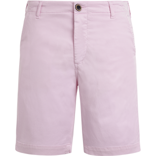 Men Tencel Cotton Bermuda Shorts Solid Tea pink front view