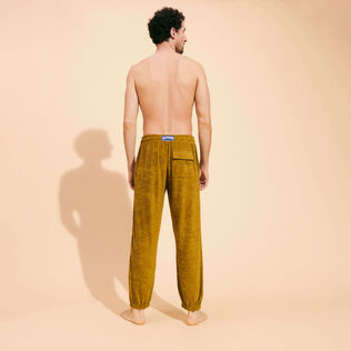 Unisex Terry Pants Solid Bark back worn view