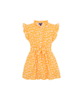 Vestido de algodón con estampado Turtles Vichy para niña Mango vista frontal