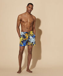 Men Swim Trunks Ultra-light and Packable Poulpes Aquarelle Navy front worn view