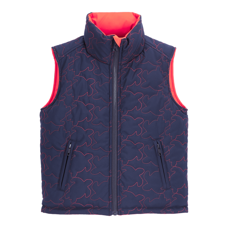 Boys Quilted Reversible Jacket Turtles - Givre - Red