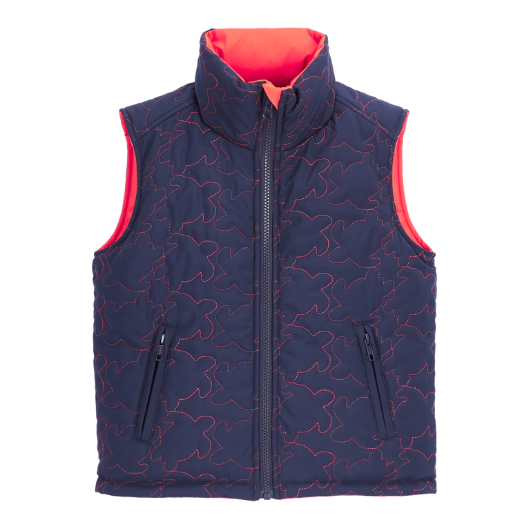 Boys Quilted Reversible Jacket Turtles - Jacket - Givre - Red - Size 10 - Vilebrequin