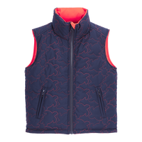 Boys Quilted Reversible Jacket Turtles Tomato front view