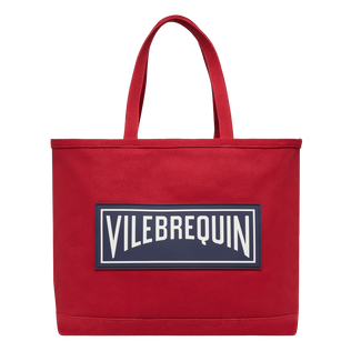 Sac de plage en toile marine uni Coquelicot vue de face