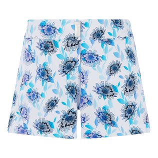 Shorty de bain femme ceinture plate Flash Flowers Purple blue vue de face