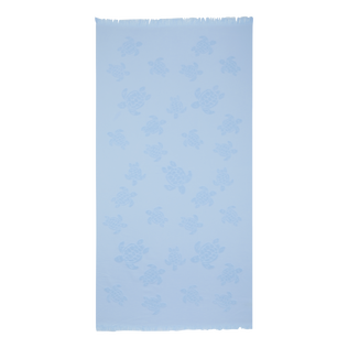 Beach Towel in Organic Cotton Turtles Jacquard Flax flower front view