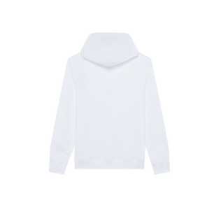 Men Cotton Hoodie Sweatshirt Solid White back view