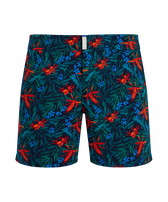 男士 Tropical Flowers 弹力短款平腰带游泳短裤 Navy 正面图
