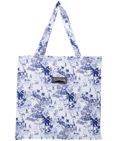 Bolso de playa en lino con estampado Riviera unisex Ink vista frontal