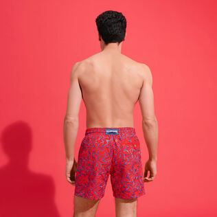 Men Swim Shorts Embroidered Raiatea - Limited Edition Poppy red back worn view